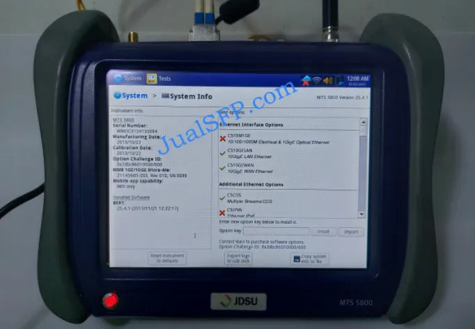 BERT tester handheld VIAVI MTS-5800 di lapangan